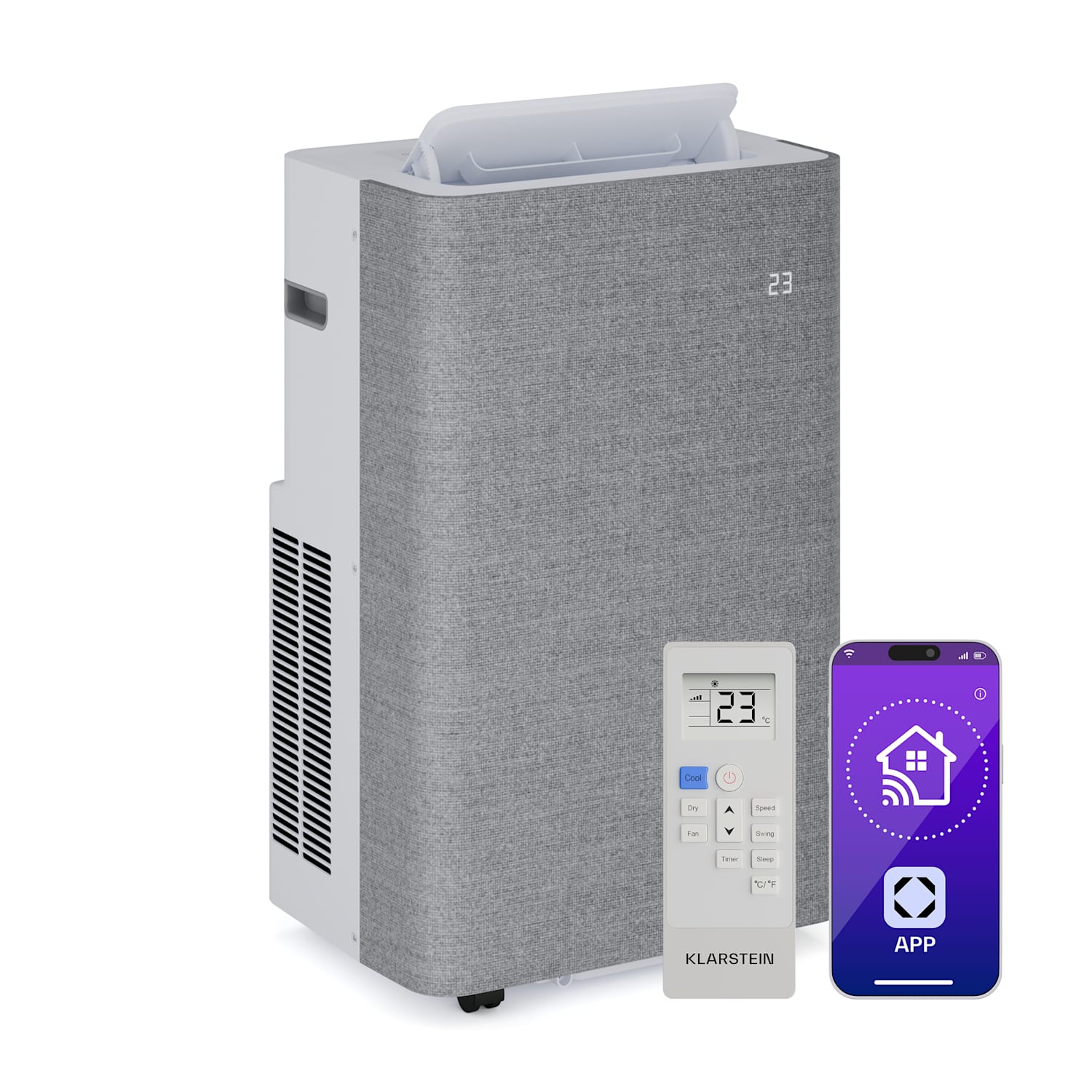 Klarstein AireLux Smart 14000 BTU Portable Air Conditioner R290 App 65m² Grey