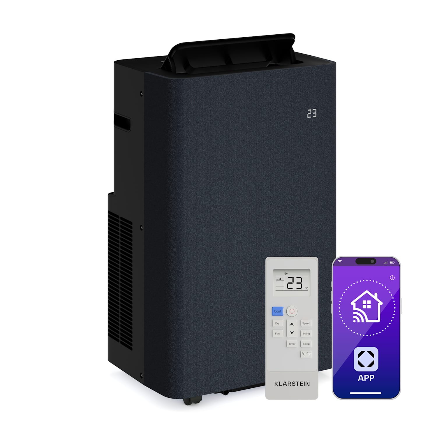 Klarstein AireLux Smart 14000 BTU Portable Air Conditioner R290 App 65m² Dark Grey