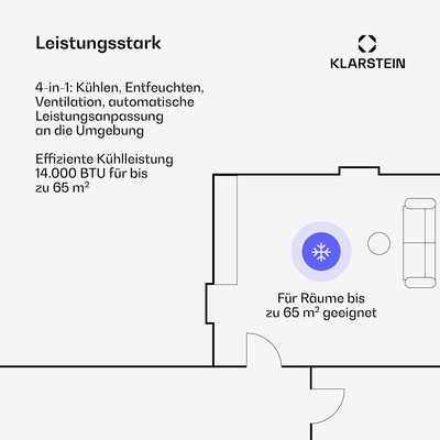 Klarstein AireLux Smart 14000 BTU Portable Air Conditioner R290 App 65m² Dark Grey