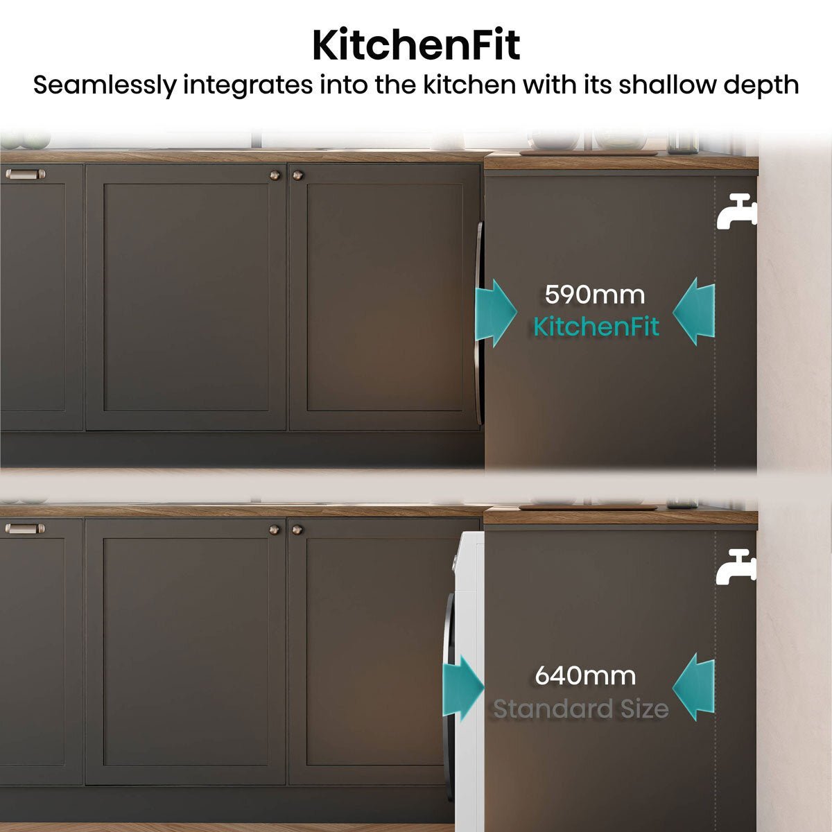 Hisense KitchenFit 5i Series WD5I1245BWR, 12kg/ 8kg Washer Dryer, D Rated in White - Image 2
