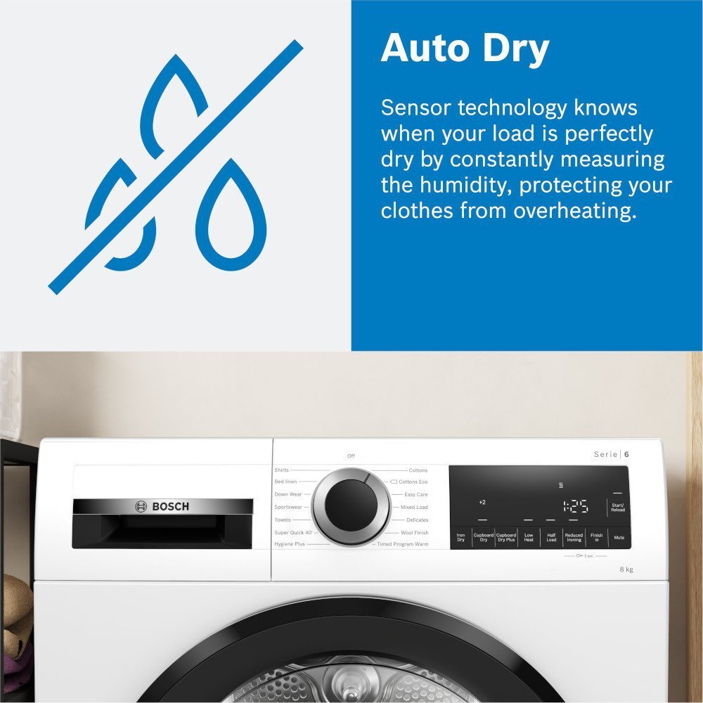 Bosch WTN83202GB Series 4 8Kg Condenser Tumble Dryer White - Image 4