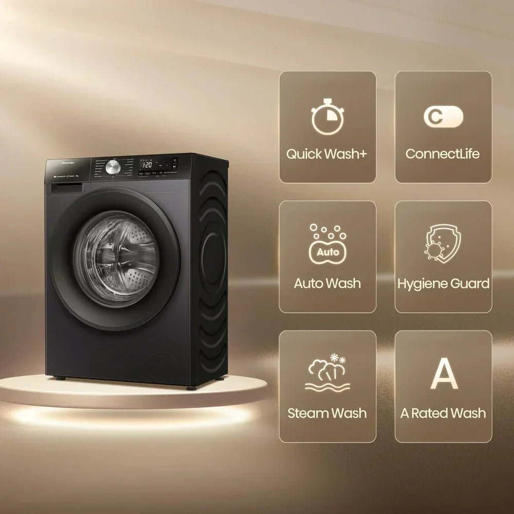 Hisense 3S Series WF3S8043BB3 WiFi-enabled 8kg 1400 Spin Washing Machine Black – A Rated