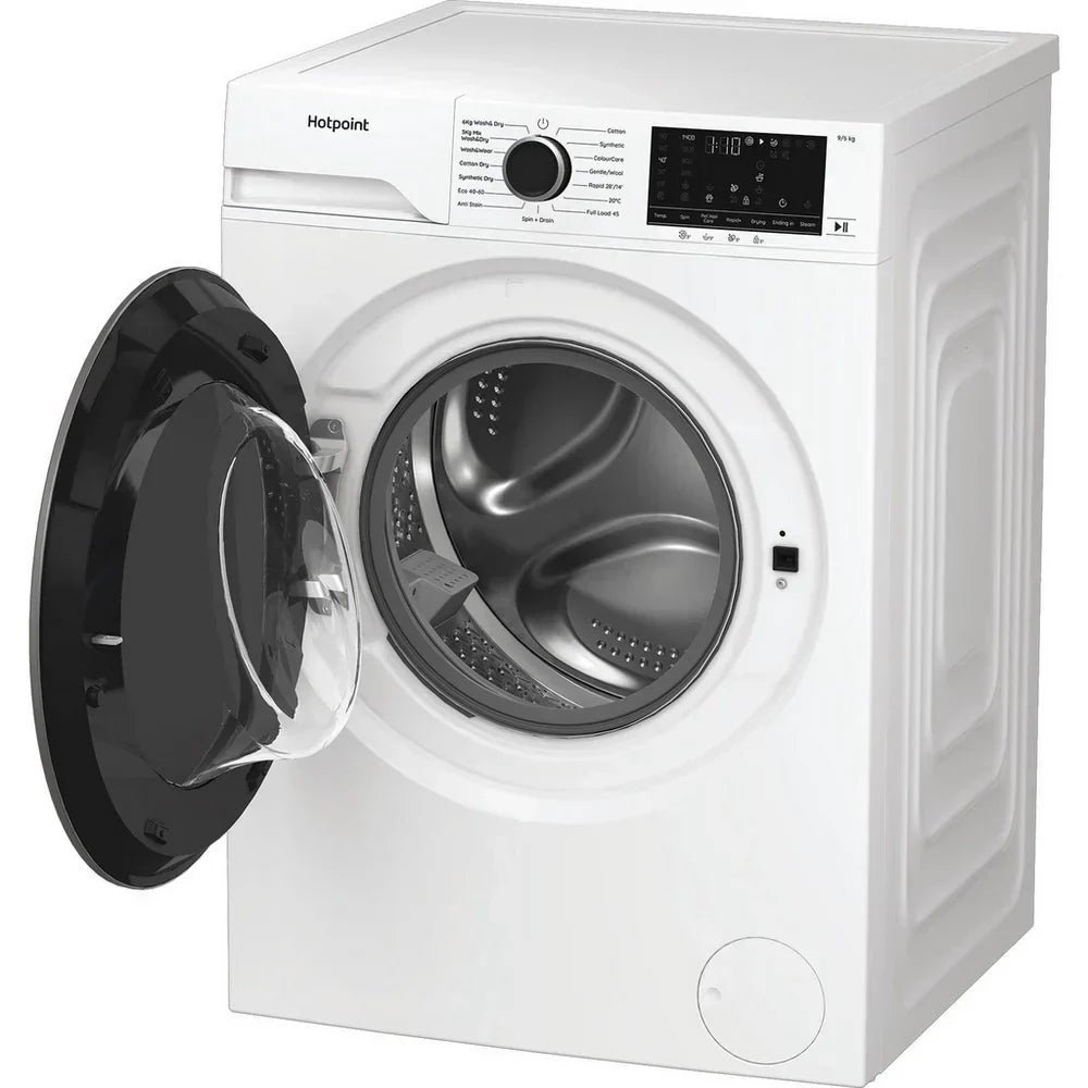 Hotpoint HBD9681ANTSTAIN 9+6kg 1400 Spin Freestanding Front Load Washer Dryer – White