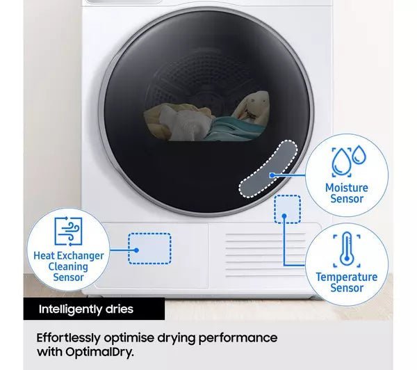 Samsung Series 5 DV90CGC0A0AEEU with OptimalDry 9 kg Heat Pump Tumble Dryer White - Image 4