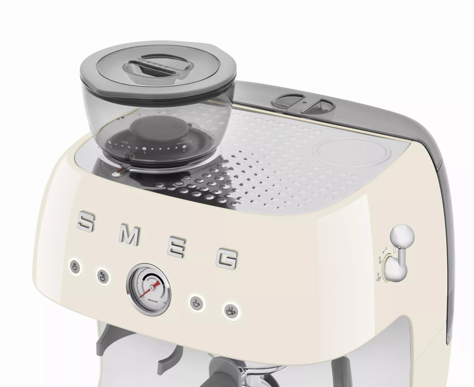 Smeg EGF03CRUK Retro Espresso Coffee Machine with Grinder in Cream - Image 5